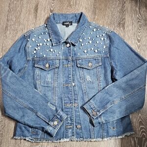 Mod. X Pearl-Accent Blue Denim Jacket